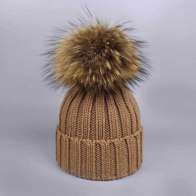 Warm Knitted Fur Hat Scarf Set