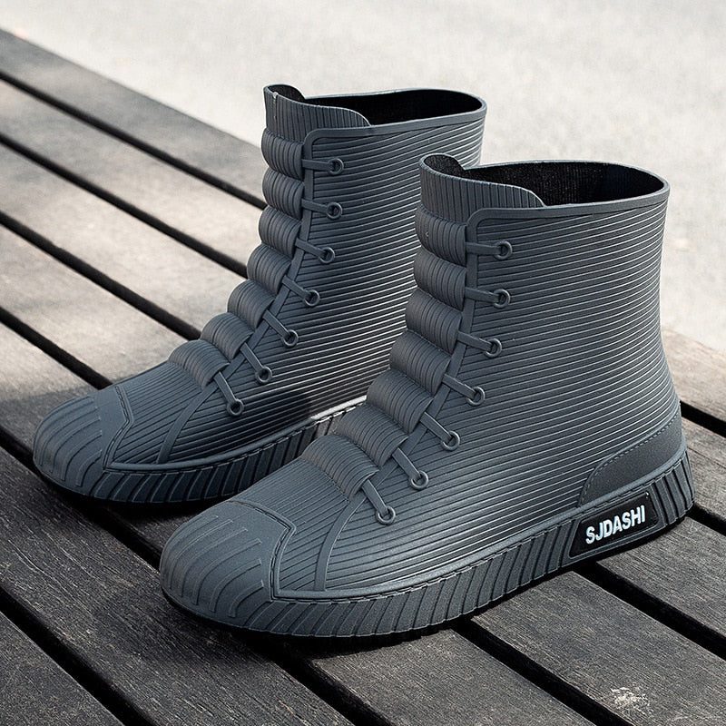 Rain Rider Slip-On Rubber Stylish Waterproof Boots