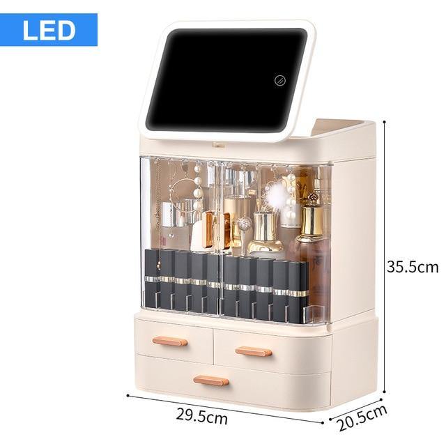 Cosmetic Make-up Jewelry Organizer with Led Lighted Mirror