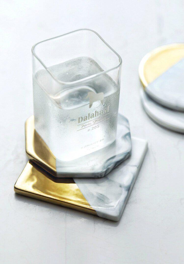 Luxury European Style Marble Stripes Ceramic Coaster