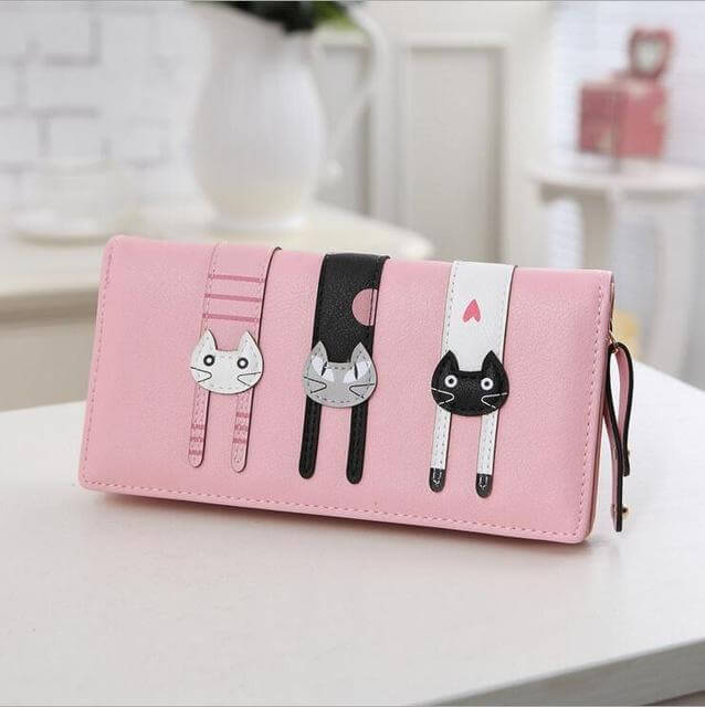 Modern Cat Stitching Zipper Wallet