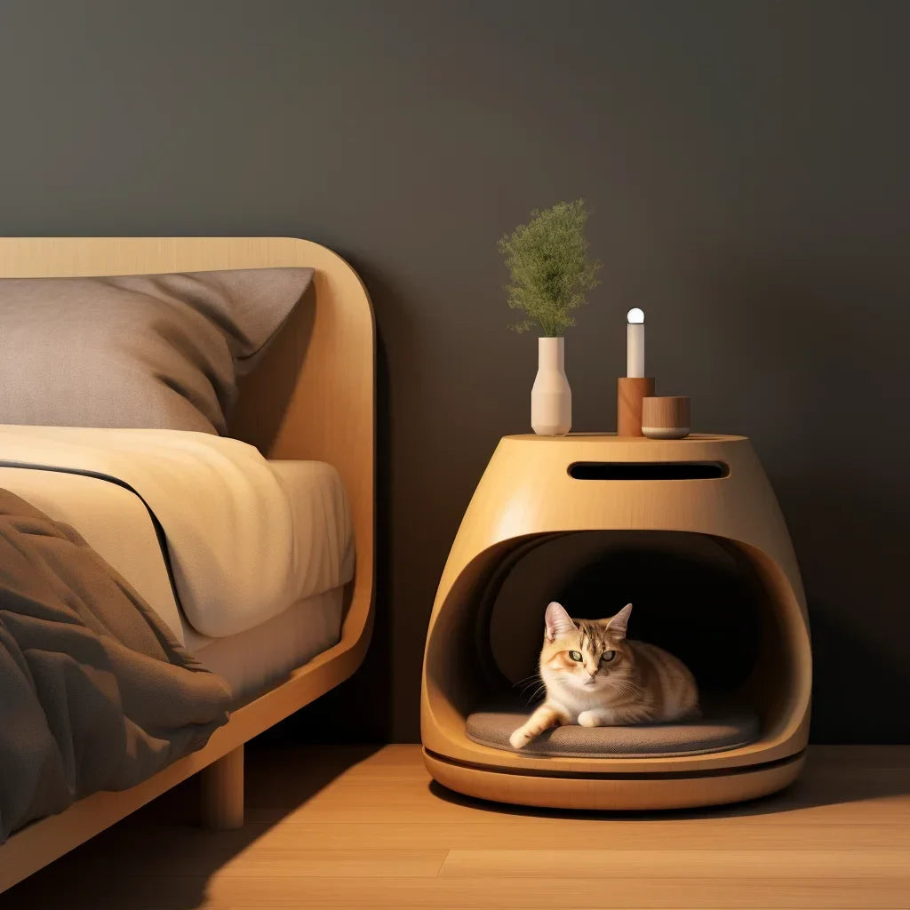 Integrated Cat Bed Nightstand