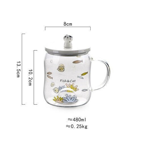 Cartoon Cat Transparent Floating Mug