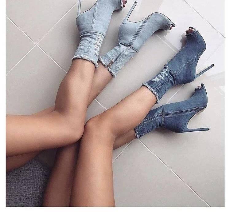 Charming Cute Women Jean High Heels