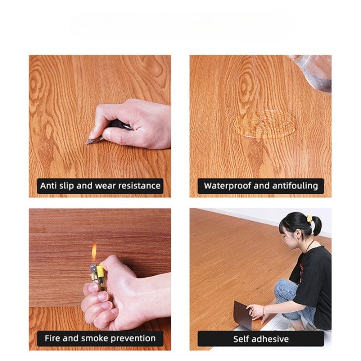 Modern Wood Grain PVC Self-Adhesive Floor Sticker