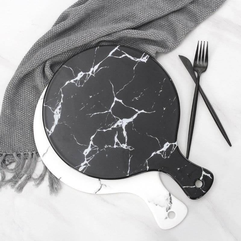 Luxury Ceramic Creative Marble Stripe Large Pizza Plate