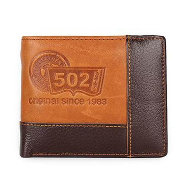 Genuine Leather Men Wallets with Coin Pocket Zipper