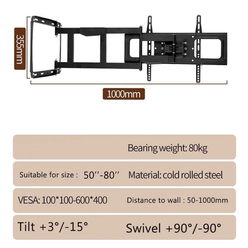 Adjustable Steady Hold High-Power Long Reach TV Wall Mount