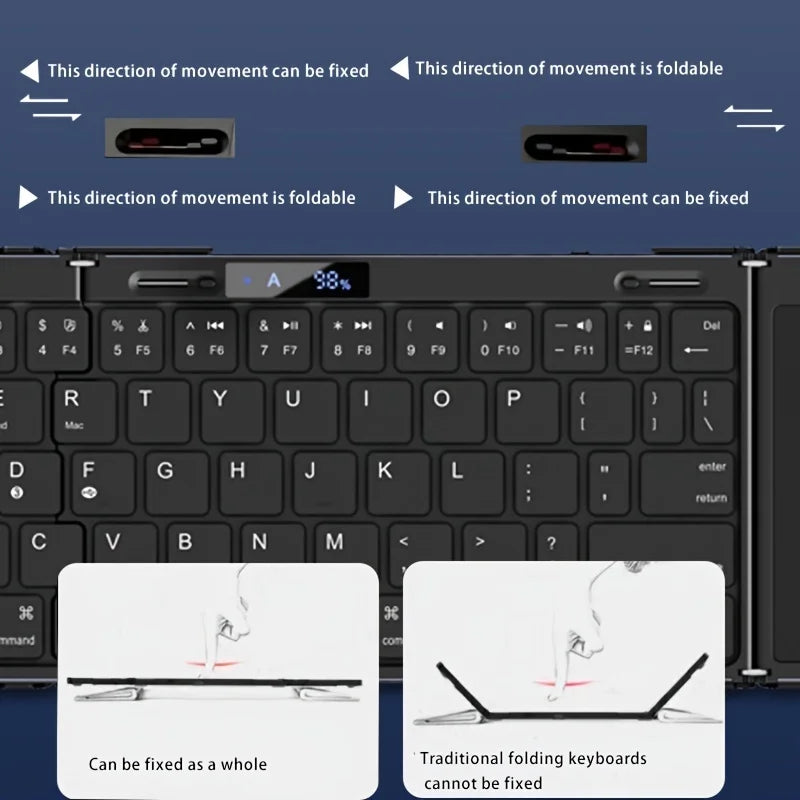 Foldable RGB Wireless Built-in Touchpad Backlit Travel Keyboard