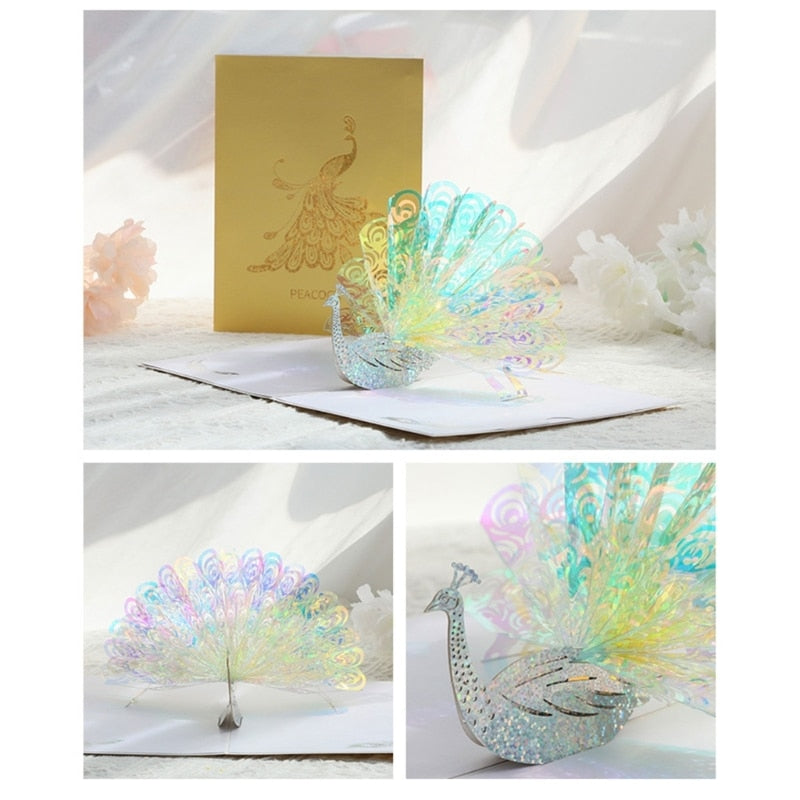 3D Shining Peacock Decorative Card