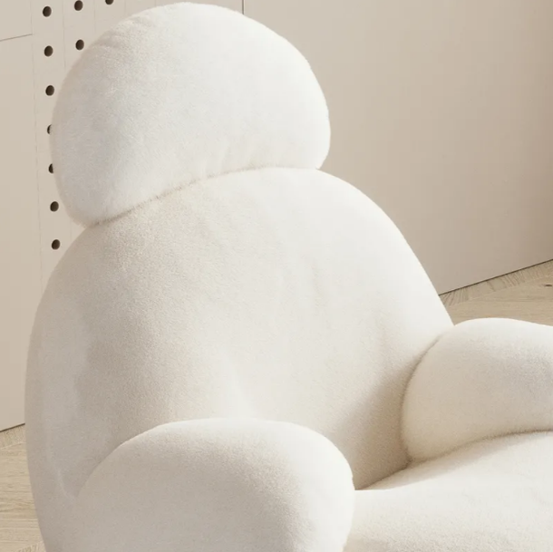 Modern Ergonomic European Fluffy White Lounge Chair