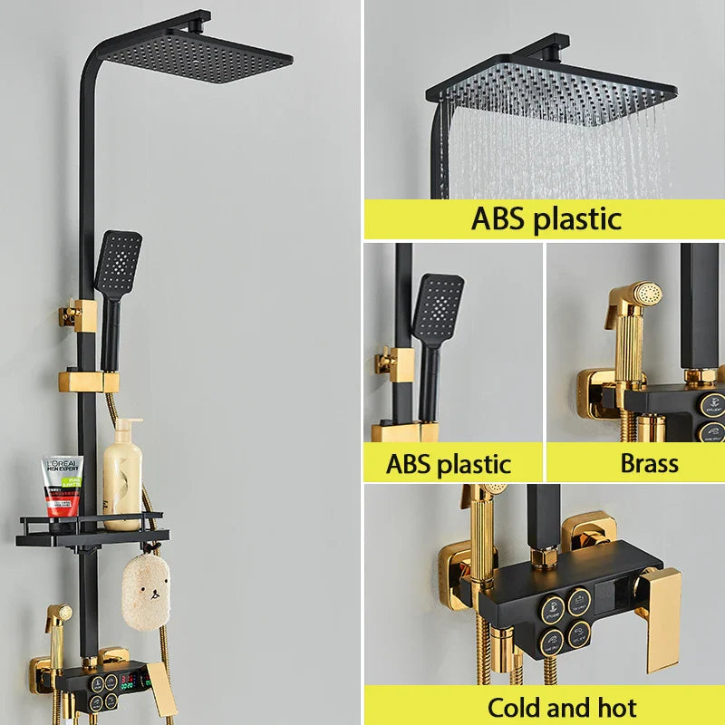 Thermostatic Digital Display Stylish Pressure Shower Set