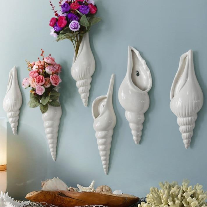 3D Conch Mural Flower Vase