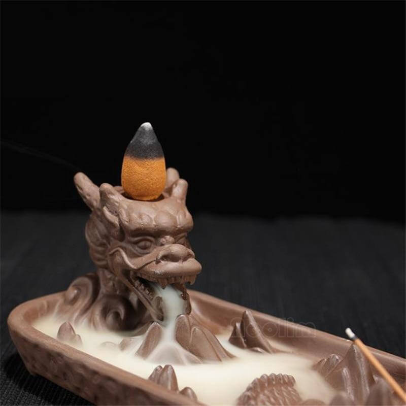 Ceramic Dragon Censer  Smoke Backflow Incense Burner