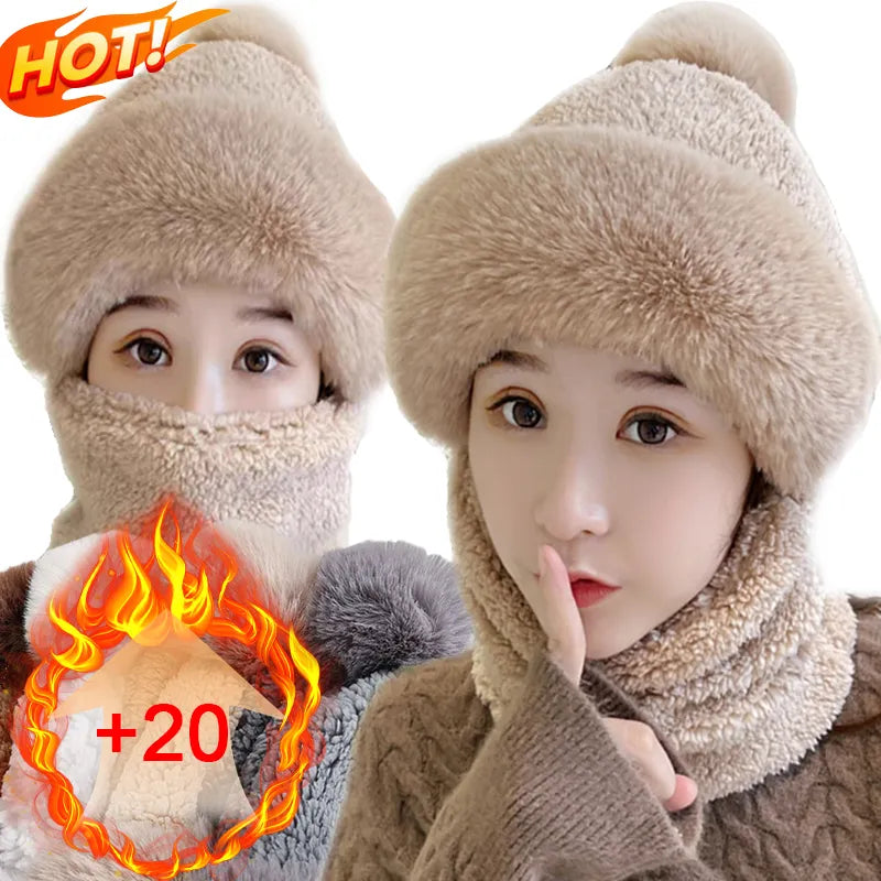 Warm Winter Fluffy Thick Hat Scarf