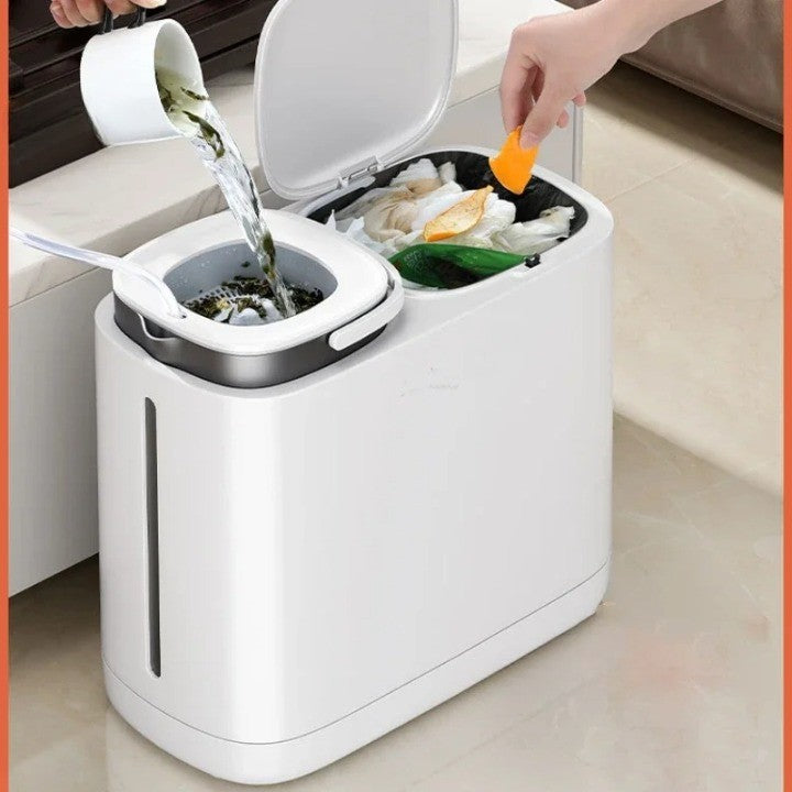 Dual Compartment Dry Wet Section Efficient Modern Home Trash Can