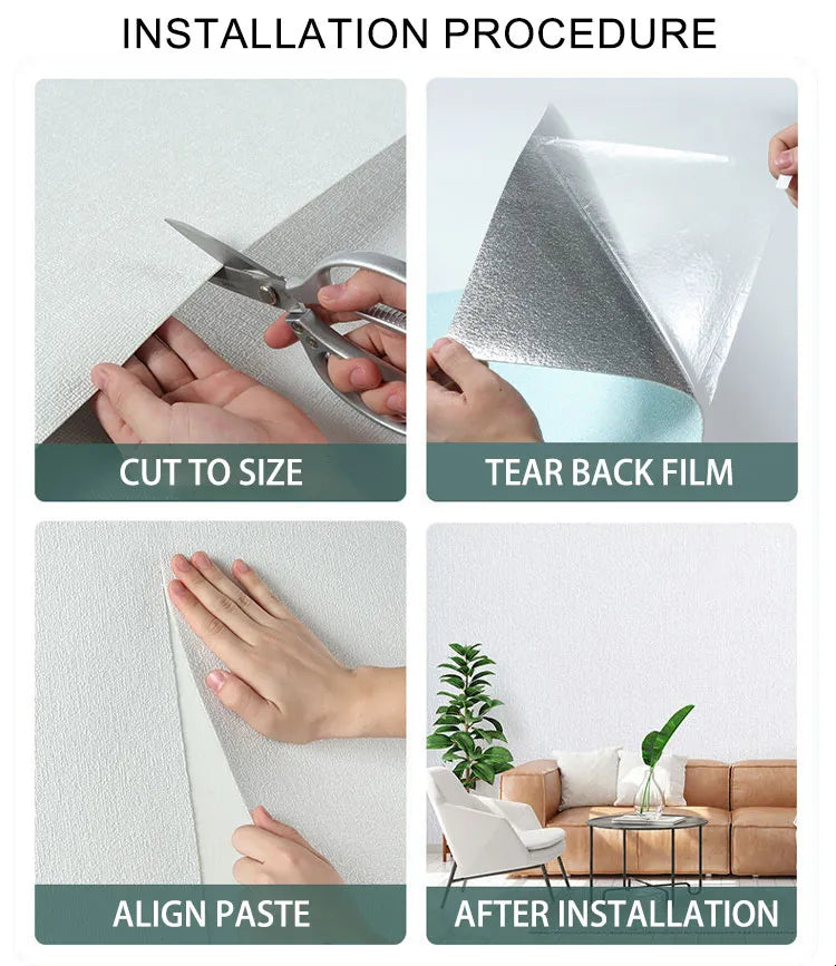 3D Linen Self-Adhesive Waterproof Wall Sticker