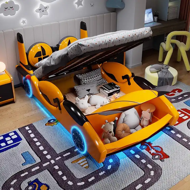 Speed Race Car LED Light Kids Bed