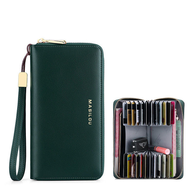 RFID Blocking Large Leather Women Wallet