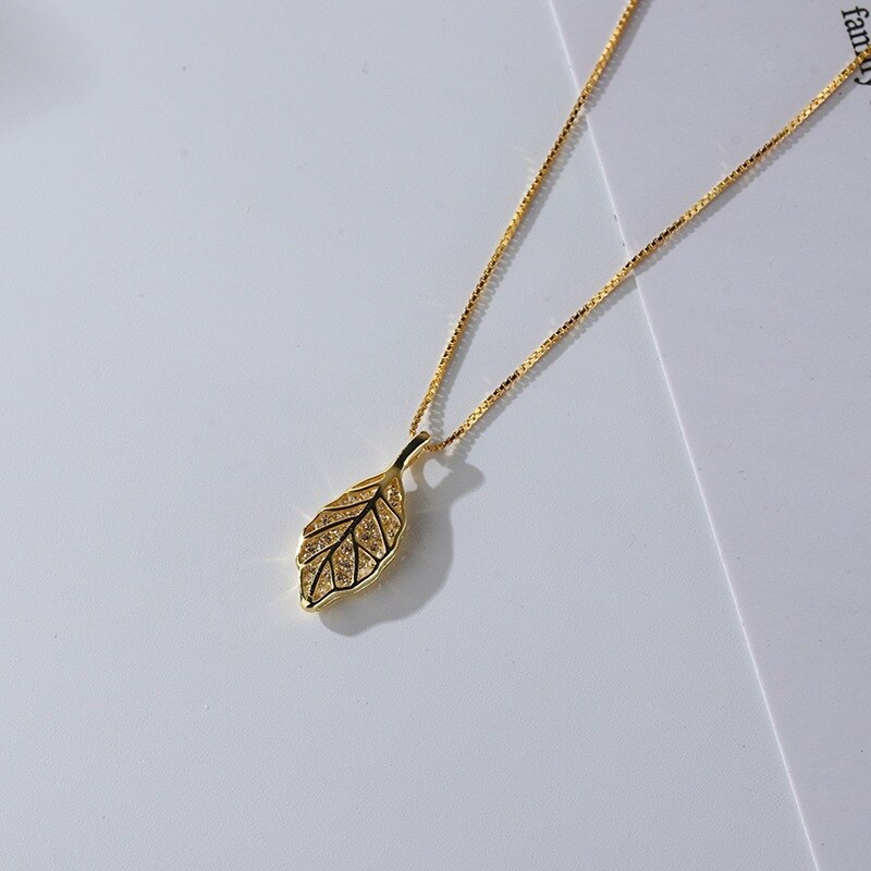 Nature Sparkle Tree Leaf Pendant Necklace