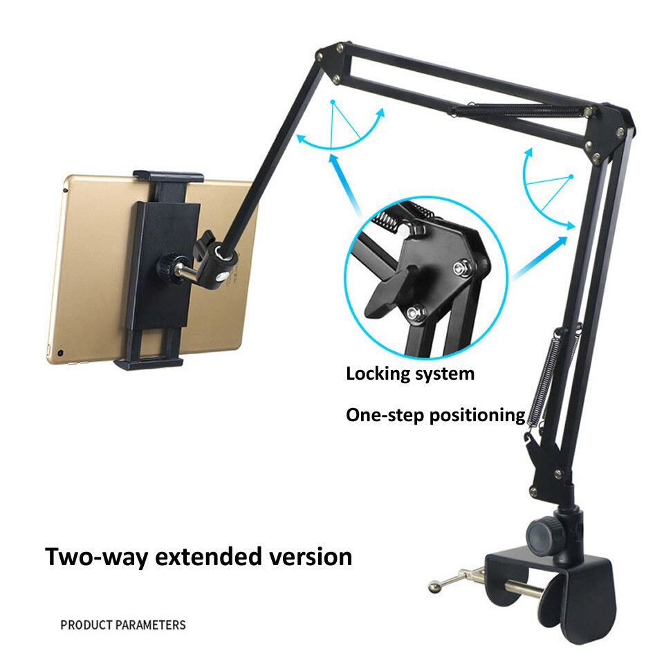 Long Arm Heavy-Duty Desk Mount Tablet Holder