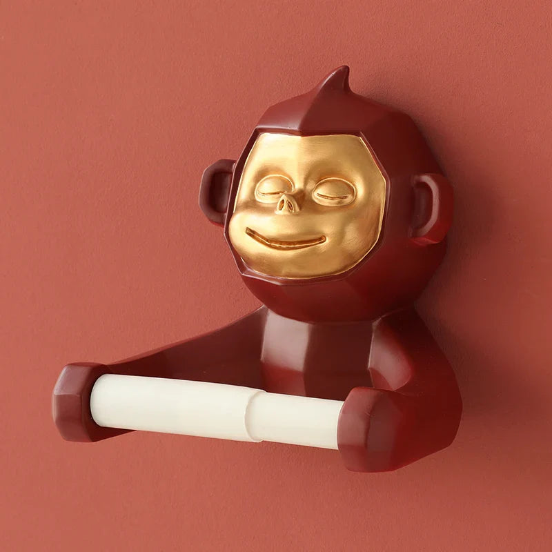 Happy Monkey Resin Toilet Paper Holder