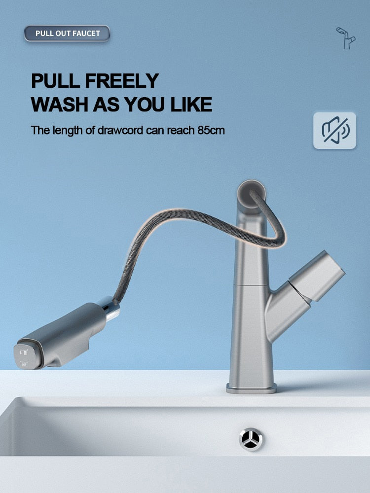 Futuristic Rotating European Pull Out Faucet