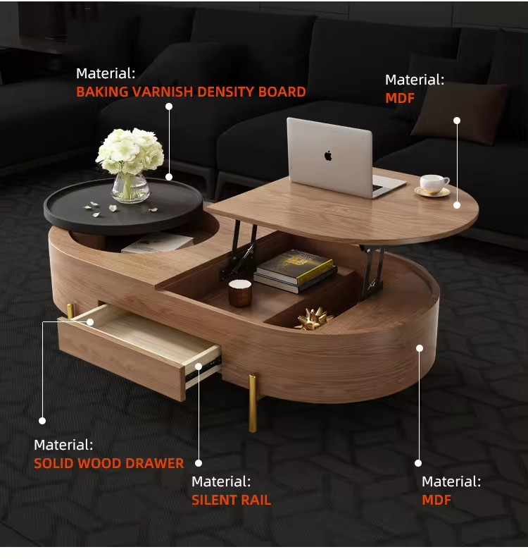 American Style Wooden Nordic Space Saving Coffee Table