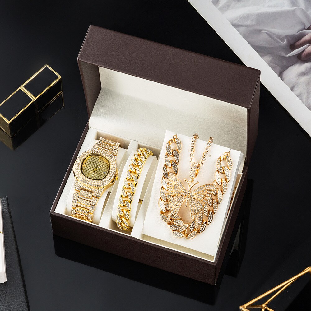 Luxury Crystal Women Watch Jewelry Gift Set