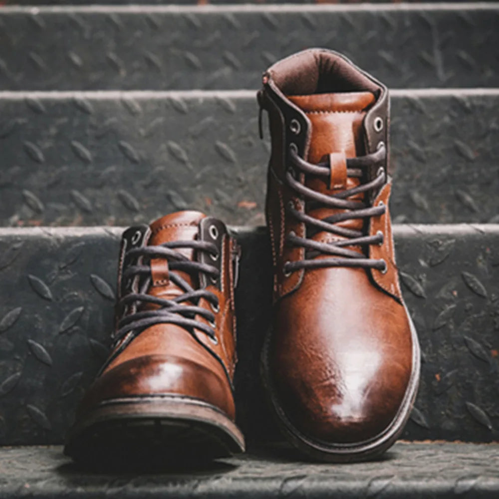 Fashion High-Cut Lace-up Vintage Style Men Winter Boots