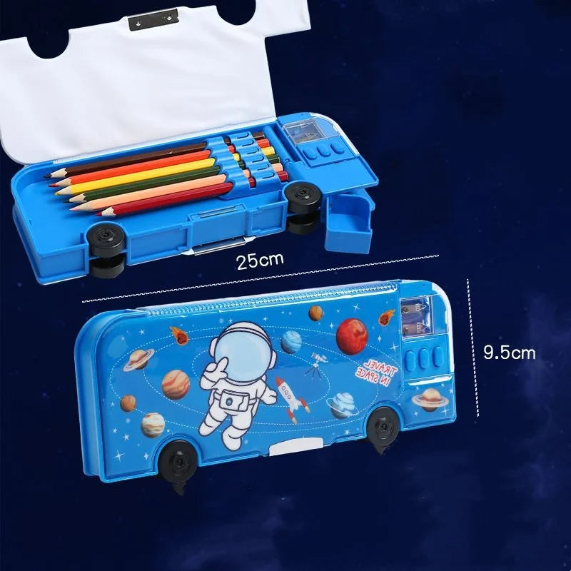 Cartoon Bus Multifunctional Kids Stationery Pencil Box