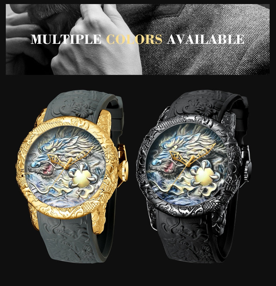 Ancient Dragon Heart Design Quartz Watch