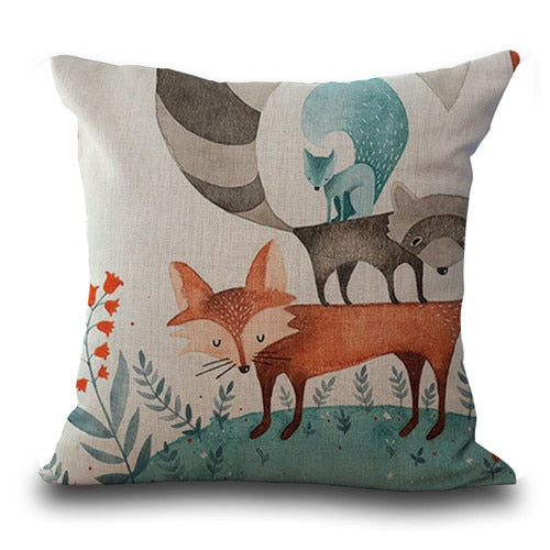 Fox Pattern Cushion Pillow Cases