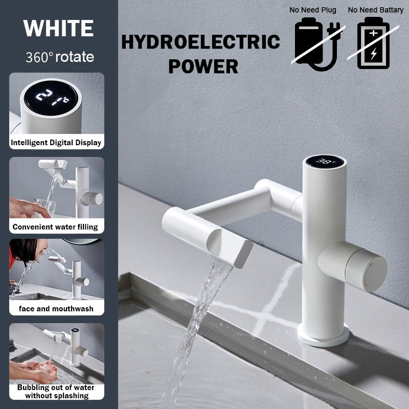 Hydroelectric Rotating Modern Smart Waterfall Faucet