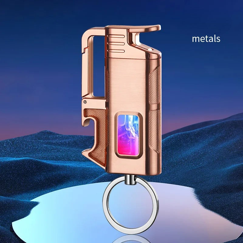 Modern Windproof Metal  Bottle Opener Keychain Lighter