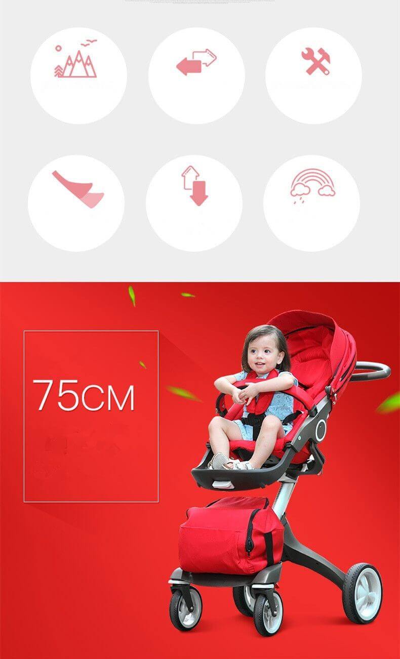 Luxury High End and High Landscape Red Baby Stroller