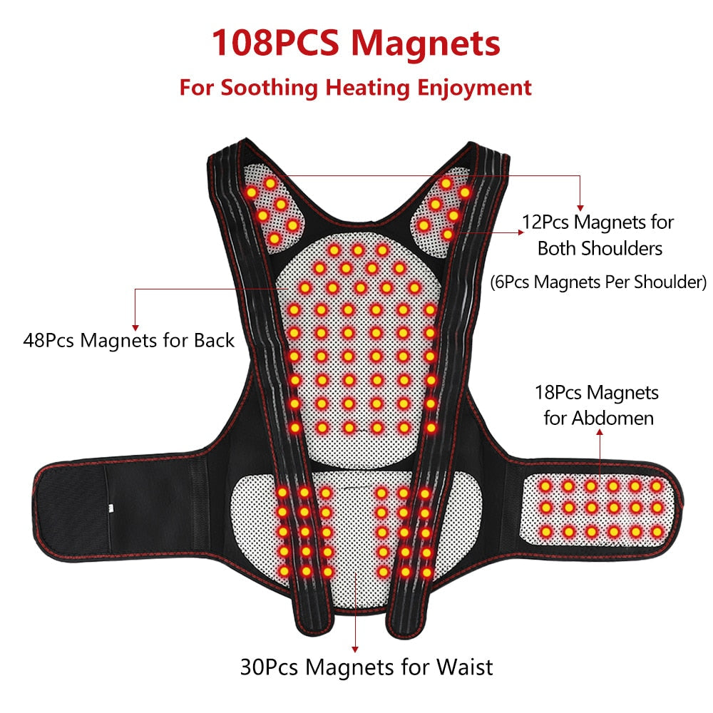 Self-Heating Magnetic Back Support Massager