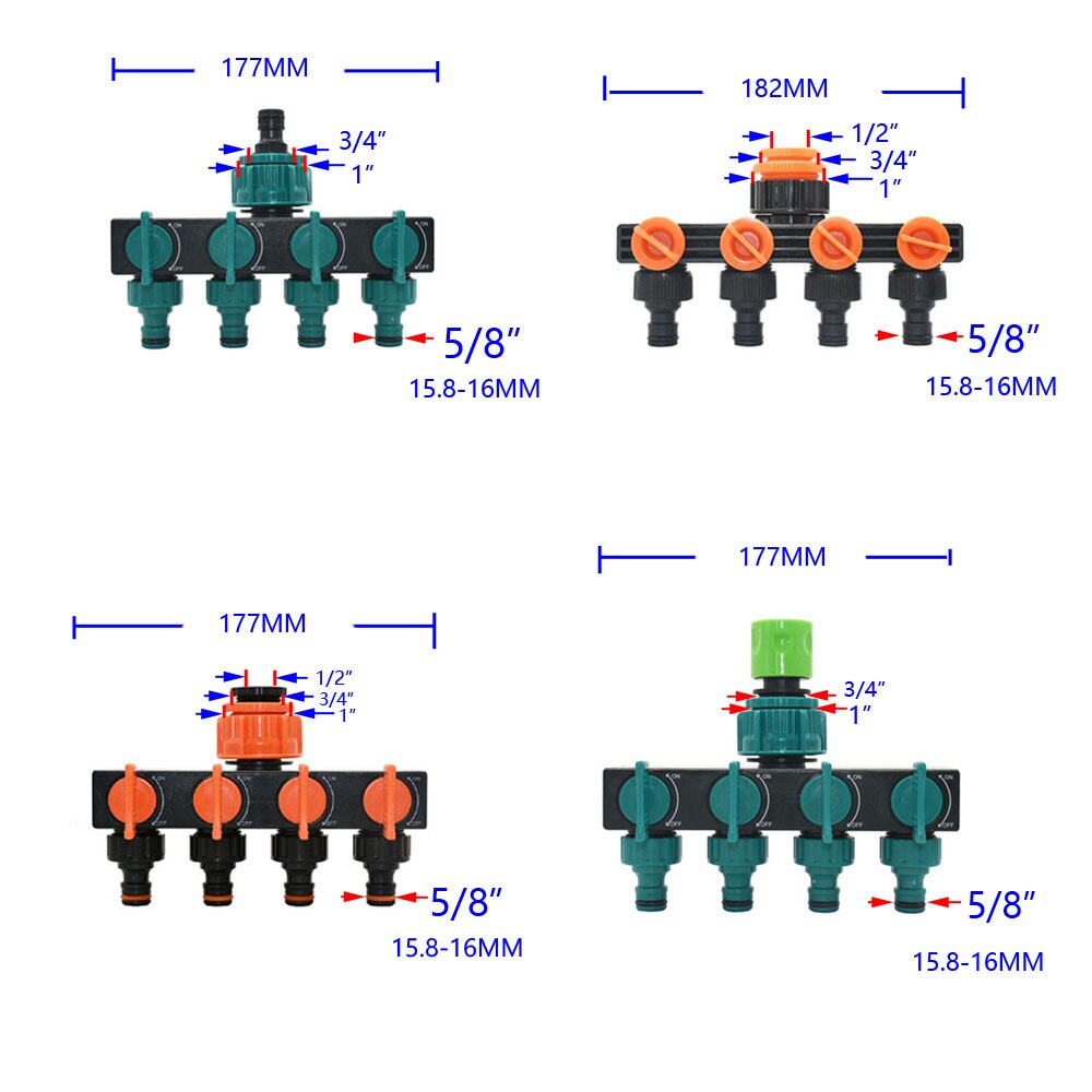 4-Way Garden Tap Water Splitter