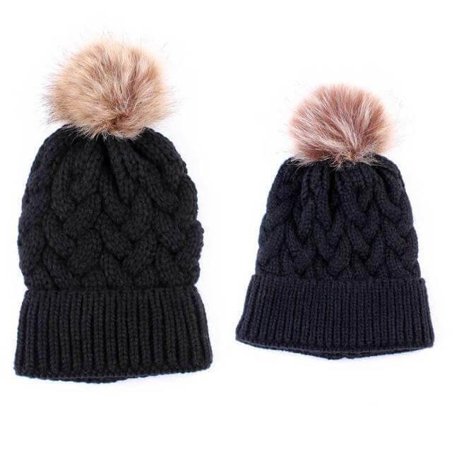 2Pcs Mom and Baby Warm Comfy Knit Hats