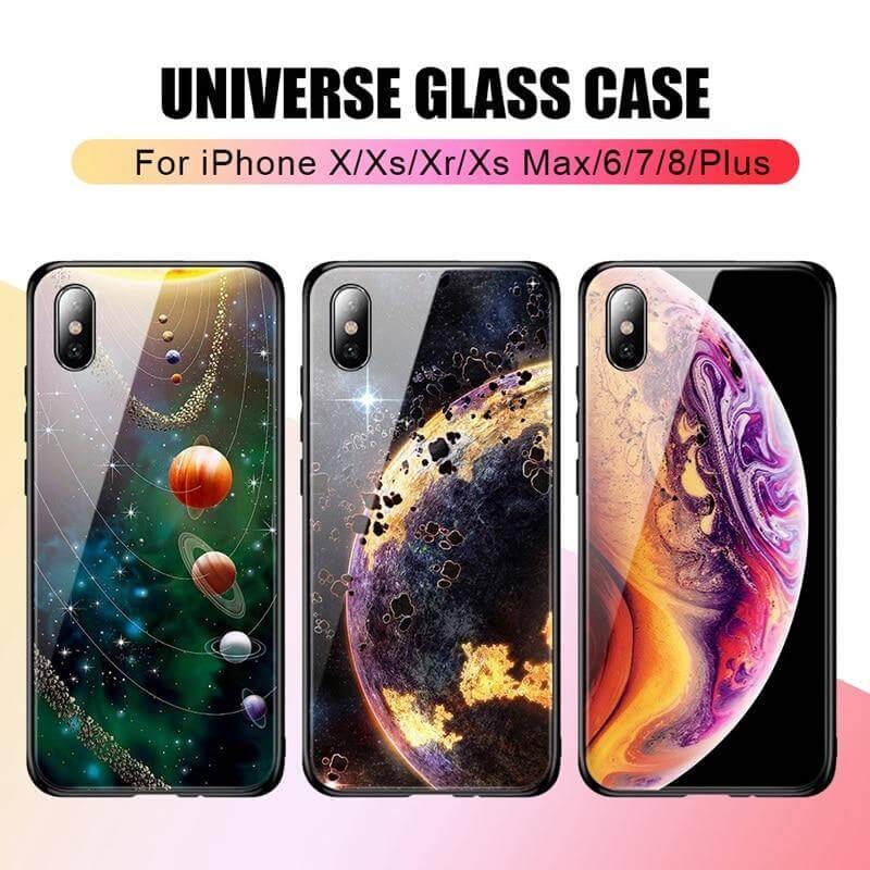 Luxury Space Silicone Glass Anti Slip Iphone Cases