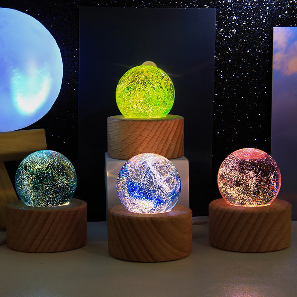 Colorful Luminous Galaxy Crystal Table Set