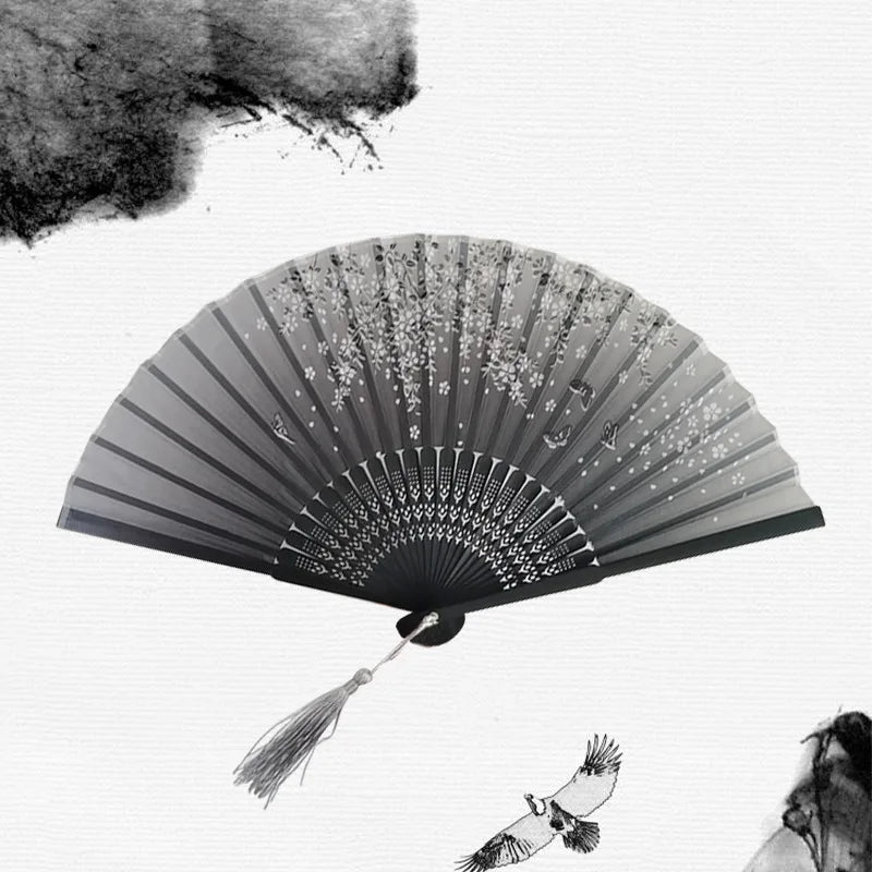 Traditional Japanese Style Floral Hand Fan