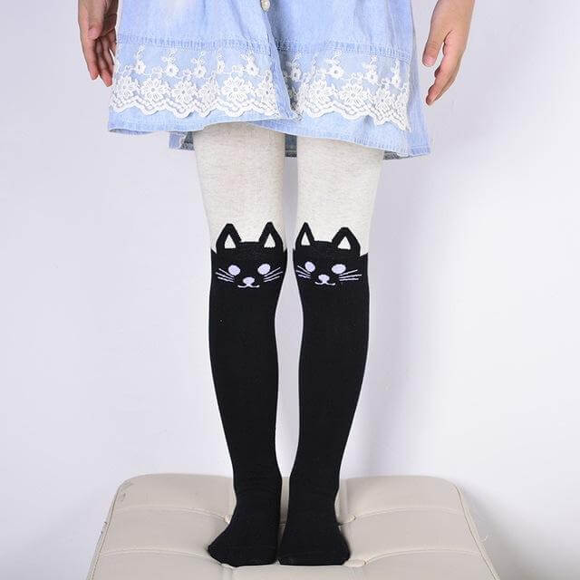 Cartoon Cat Printed Cotton Pantyhose