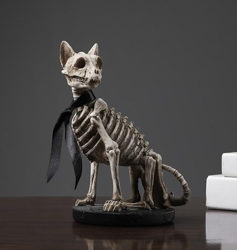 Retro Skull Dog Statue