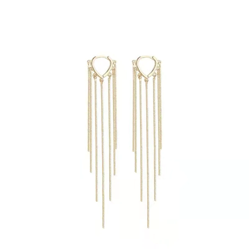 Korean Style Long Tassel Drop Heart Earrings