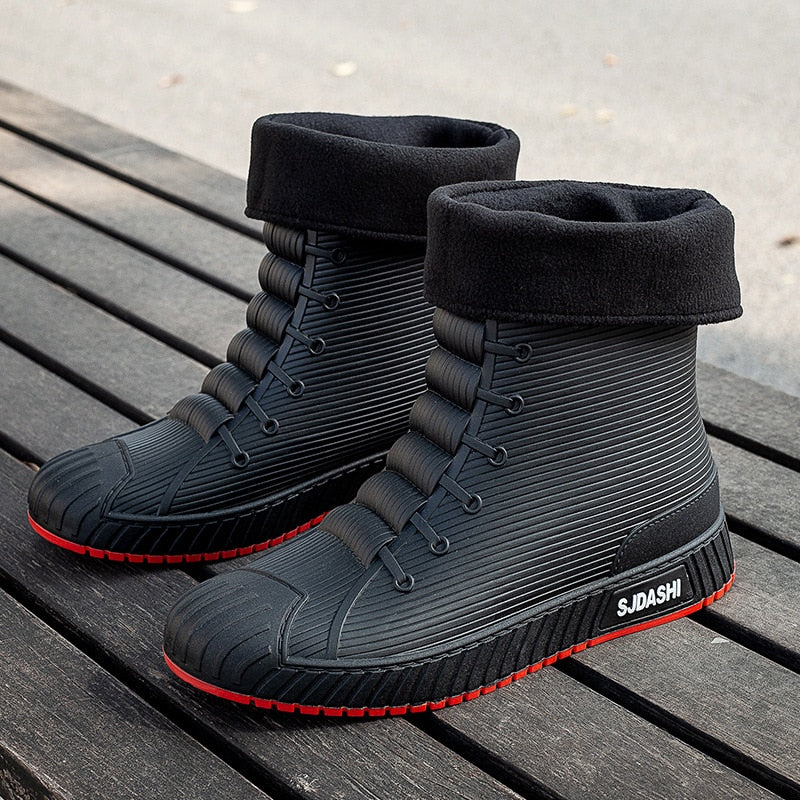 Rain Rider Slip-On Rubber Stylish Waterproof Boots