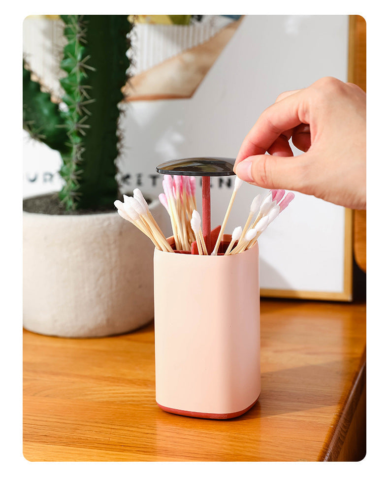 Elegant Pop-Up Toothpick Cotton Swab Storage Dispenser