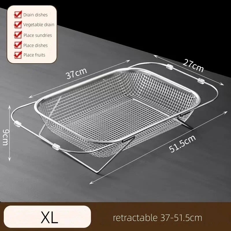 Space-Saving Over-Sink Mesh Strainer Rack