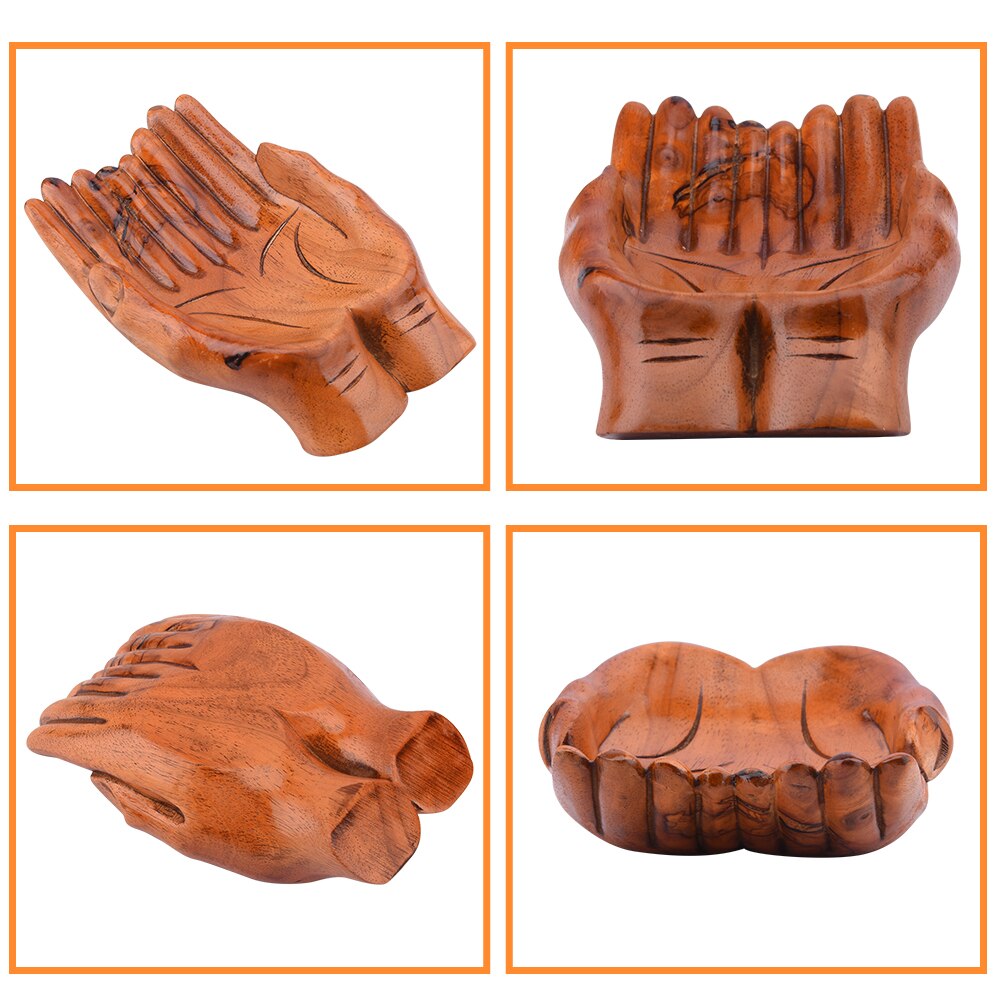 Giving Praying Wooden Carved Hands Candy Holder Home Decor