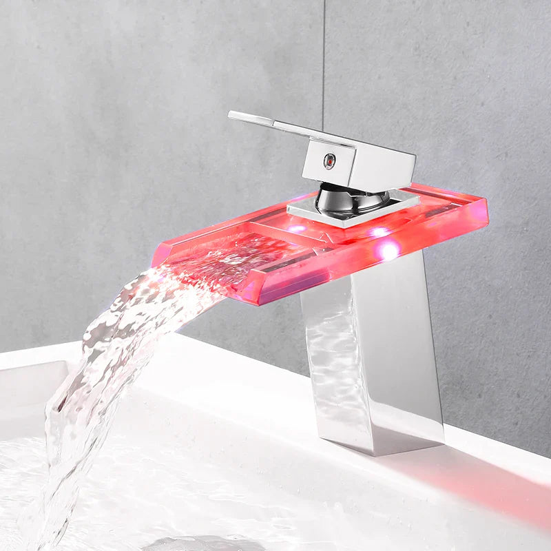 LED Brass Waterfall Modern Faucet